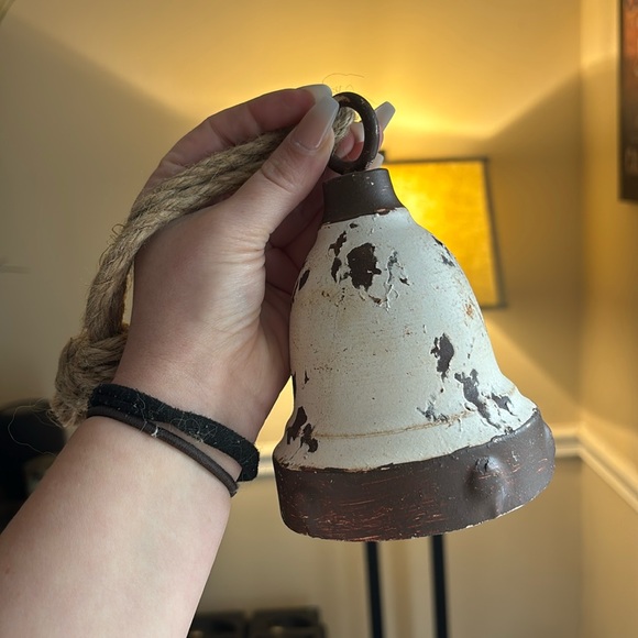 Holiday | Vintage Rustic Metal Christmas Bell W Hanging Rope Decor ...